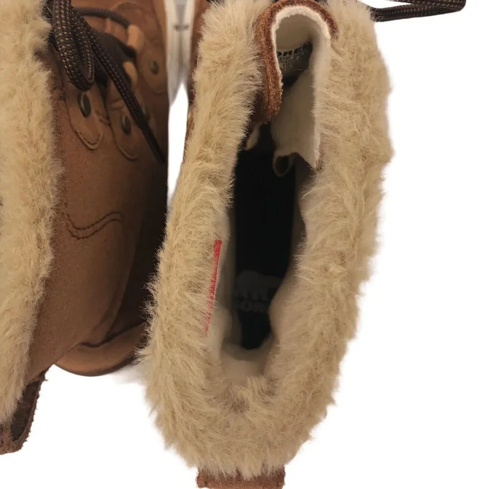 New NoBox Sorel Explorer II Joan Faux Fur Waterproof Boots Brown Suede Leather 7